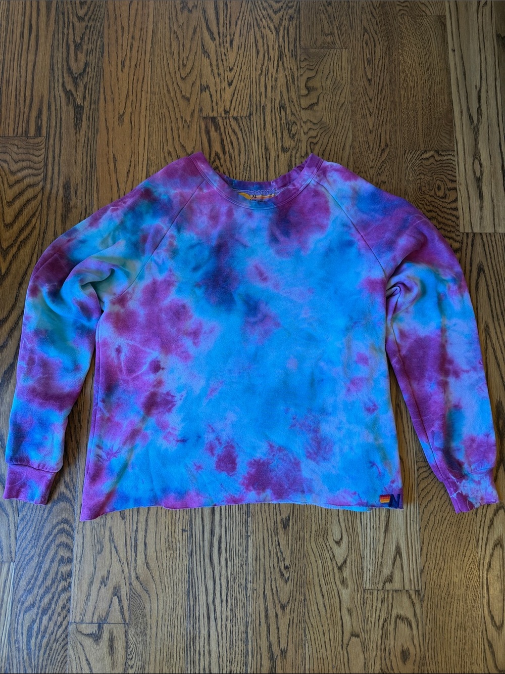 EUC Aviator Nation Tie-Dye Crewneck Sweater